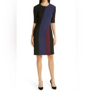 Boss Colorblock Midi Dress in Black, Navy & Burgundy
